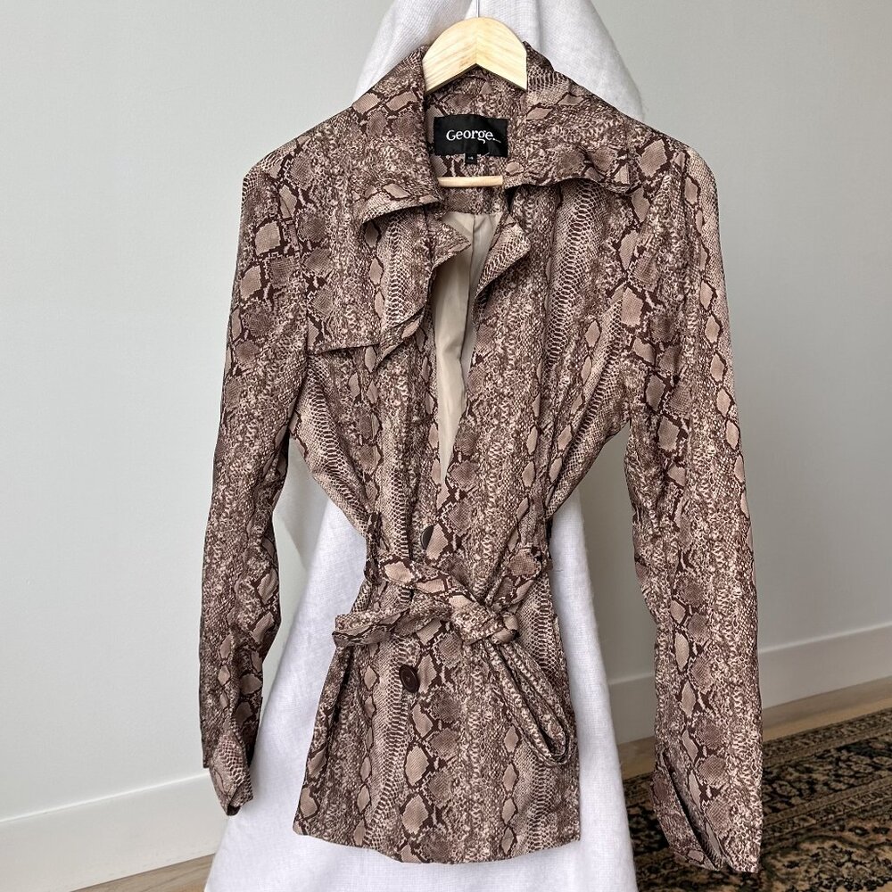 George Snakeskin Print Trench Coat - Size Large